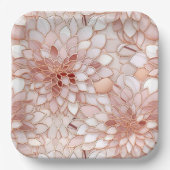 Girly Glam Pink Rose Gold Floral Pappteller (Vorderseite)