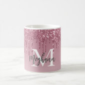 Girly Glam Pink Rose Gold Glitzer Tropfens Monogra Kaffeetasse (Mittel)