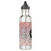 Girly Glam Pink Schwarz-weiß Leopard Print Glitzer Edelstahlflasche (Links)