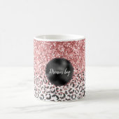Girly Glam Pink Schwarz-weiß Leopard Print Glitzer Kaffeetasse (Mittel)
