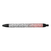 Girly Glam Pink Schwarz-weiß Leopard Print Glitzer Kugelschreiber (Vorderseite)