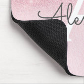 Girly Glam Pink Sparkle Glitzer Monogram Mousepad (Ecke)