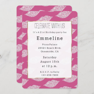 Girly Glam Pink White Diamond Lippen Einladung