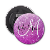 Girly & Glam Purple Glitter Sparkles Monogram Name Flaschenöffner (Vorderseite)