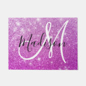 Girly & Glam Purple Glitter Sparkles Monogram Name Fußmatte (Vorderseite)