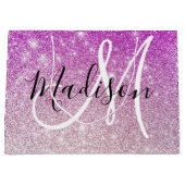 Girly & Glam Purple Glitter Sparkles Monogram Name Große Geschenktüte (Vorderseite)