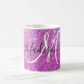 Girly & Glam Purple Glitter Sparkles Monogram Name Kaffeetasse (Mittel)