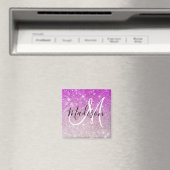 Girly & Glam Purple Glitter Sparkles Monogram Name Magnet (In Situ (Geschirrspüler))
