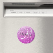 Girly & Glam Purple Glitter Sparkles Monogram Name Magnet (In Situ (Geschirrspüler))