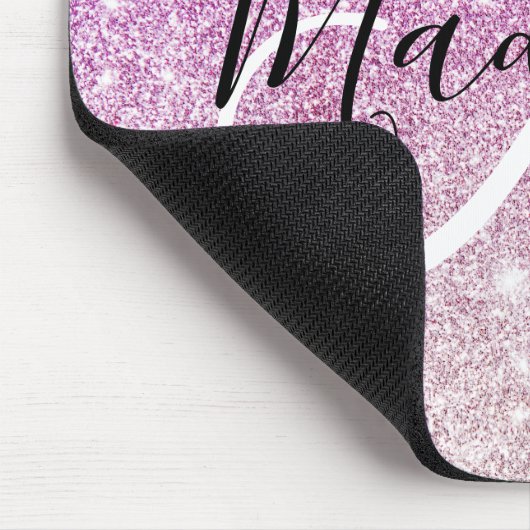 Girly & Glam Purple Glitter Sparkles Monogram Name Mousepad (Ecke)