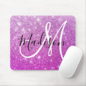 Girly & Glam Purple Glitter Sparkles Monogram Name Mousepad (Mit Mouse)