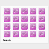 Girly & Glam Purple Glitter Sparkles Monogram Name Quadratischer Aufkleber (Blatt)