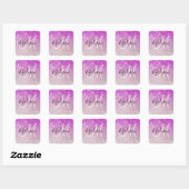 Girly & Glam Purple Glitter Sparkles Monogram Name Quadratischer Aufkleber (Blatt)