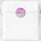 Girly & Glam Purple Glitter Sparkles Monogram Name Runder Aufkleber (Tasche)