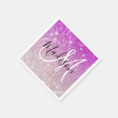 Girly & Glam Purple Glitter Sparkles Monogram Name Serviette (Ecke)