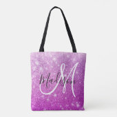 Girly & Glam Purple Glitter Sparkles Monogram Name Tasche (Rückseite)