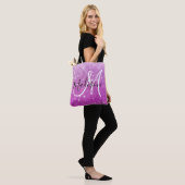 Girly & Glam Purple Glitter Sparkles Monogram Name Tasche (Am Model)