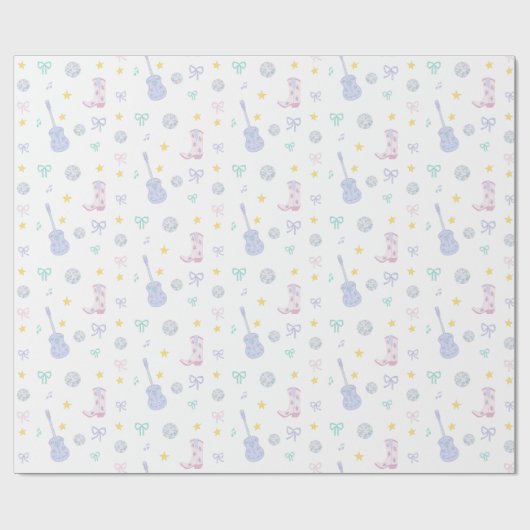 Girly Glam Rockstar Cowgirl Pop Star Party Geschenkpapier (Flach)