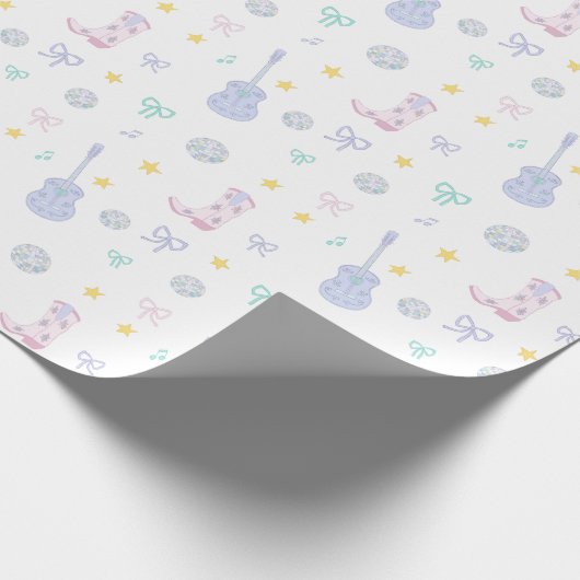 Girly Glam Rockstar Cowgirl Pop Star Party Geschenkpapier (Ecke)