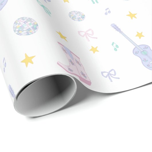 Girly Glam Rockstar Cowgirl Pop Star Party Geschenkpapier (Rolleneckpunkt)