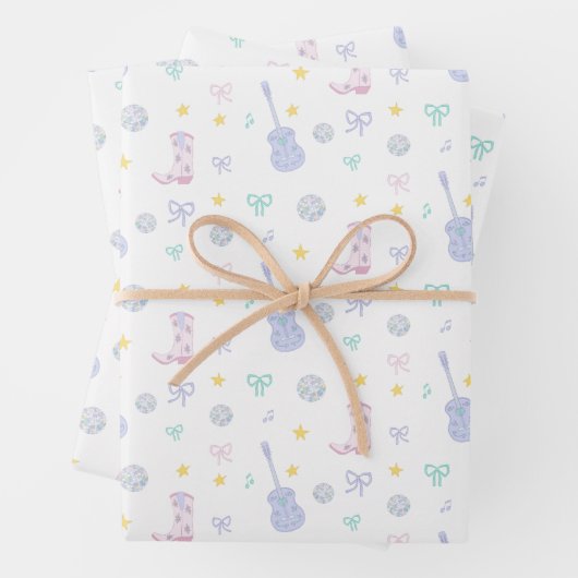 Girly Glam Rockstar Cowgirl Pop Star Party Geschenkpapier Set (Beispiel)