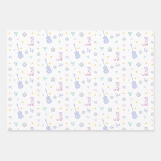 Girly Glam Rockstar Cowgirl Pop Star Party Geschenkpapier Set (Vorderseite)