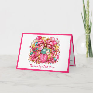 Girly Glam Rosa Wasserfarben-Geburtstagsgeschenk-S Karte