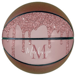 Girly Glam Rose Gold Drilling Glitzer Monogram Basketball
