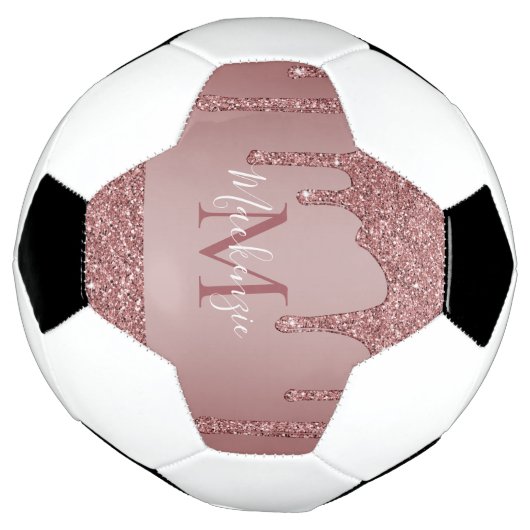 Girly Glam Rose Gold Drilling Glitzer Monogram Fußball (Gedreht)