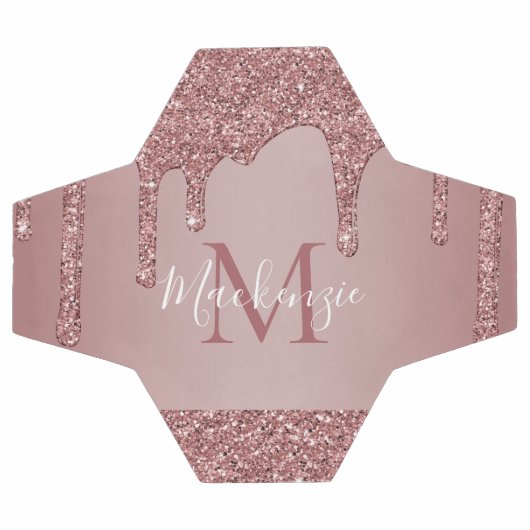 Girly Glam Rose Gold Drilling Glitzer Monogram Fußball (Flach)