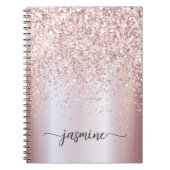 Girly Glam Rose Gold Glitzer Monogram Name Script Notizblock (Vorderseite)
