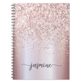 Girly Glam Rose Gold Glitzer Monogram Name Script Notizblock (Vorderseite)