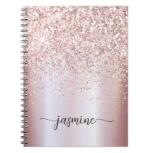 Girly Glam Rose Gold Glitzer Monogram Name Script