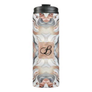 Girly Glam Rose Gold Silber & Weißer Marmor  Thermosbecher