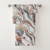 Girly Glam Rose Gold Silver & White Marmor Badhandtuch Set (Insitu)