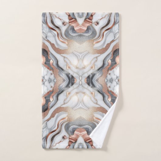 Girly Glam Rose Gold Silver & White Marmor Badhandtuch Set (Handtuch)