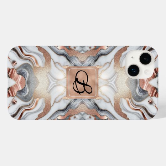 Girly Glam Rose Gold Silver & White Marmor Case-Mate iPhone Hülle (Rückseite (Horizontal))