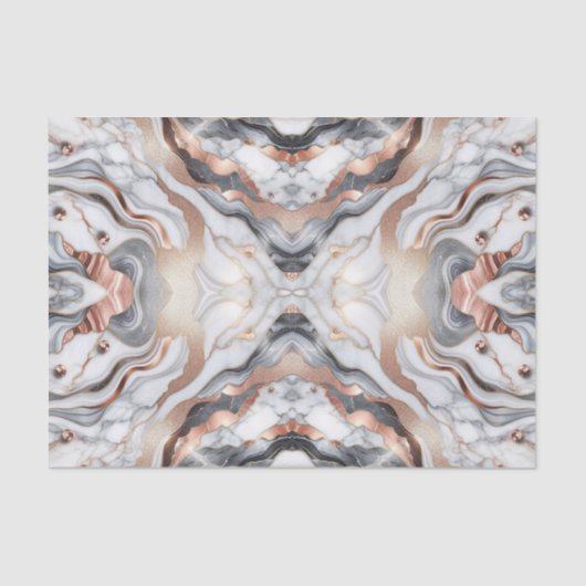 Girly Glam Rose Gold Silver & White Marmor Seidenpapier (Vorderseite)