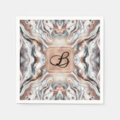 Girly Glam Rose Gold Silver & White Marmor Serviette (Vorderseite)