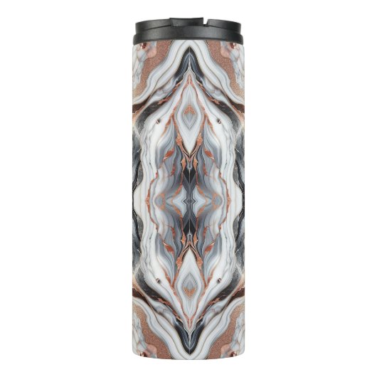 Girly Glam Rose Gold Silver & White Marmor Thermosbecher (Rückseite)