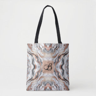 Girly Glam Roségold Silber & Weiß Marmor  Tasche