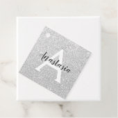 Girly Glam Silver Glitzer Glitzern Monogram Name Geschenkanhänger (Beispiel)