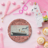 Girly Glam Titanic Rose Gold Glitzer Pappteller (Party)