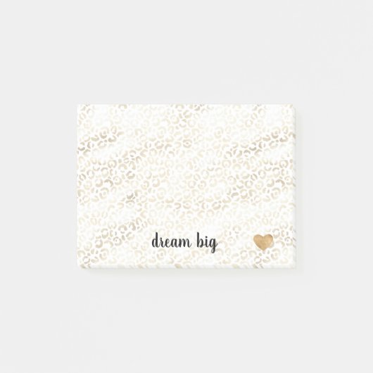 Girly Glam White Gold Glam Leopard Print Heart Post-it Klebezettel (Vorderseite)