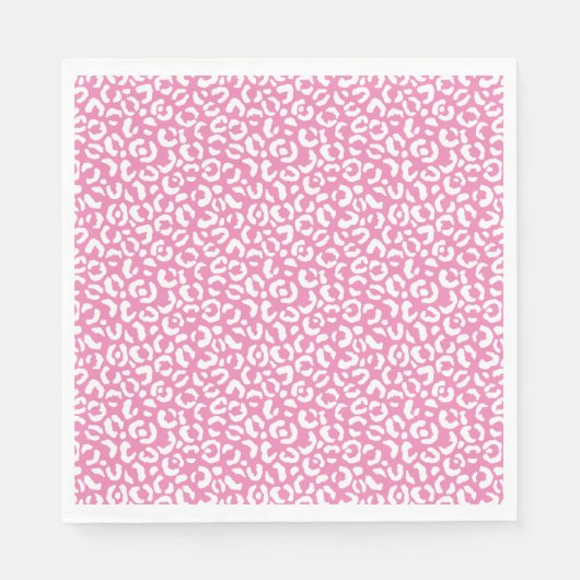 Girly Glam White Pink Leopard Print Serviette (Vorderseite)