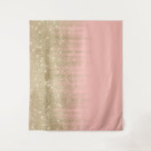 Girly Glamour Pink Gold Glitzer Streifen glänzend Wandteppich (Vorderseite)