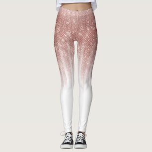 Girly Glamour Rose Gold Glitzer Streifen glänzend Leggings