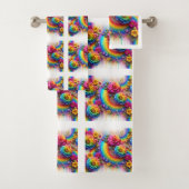 Girly Glitter Drips Floral Pattern Towel Set (Insitu)