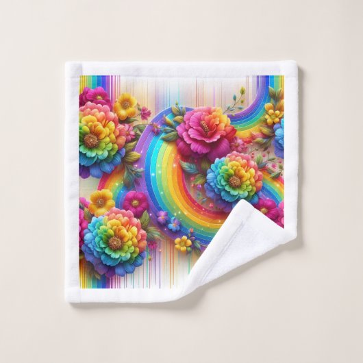 Girly Glitter Drips Floral Pattern Towel Set (Waschlappen)