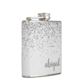 Girly Glitter personalisierter silberner Monogramm Flachmann (Rechts)